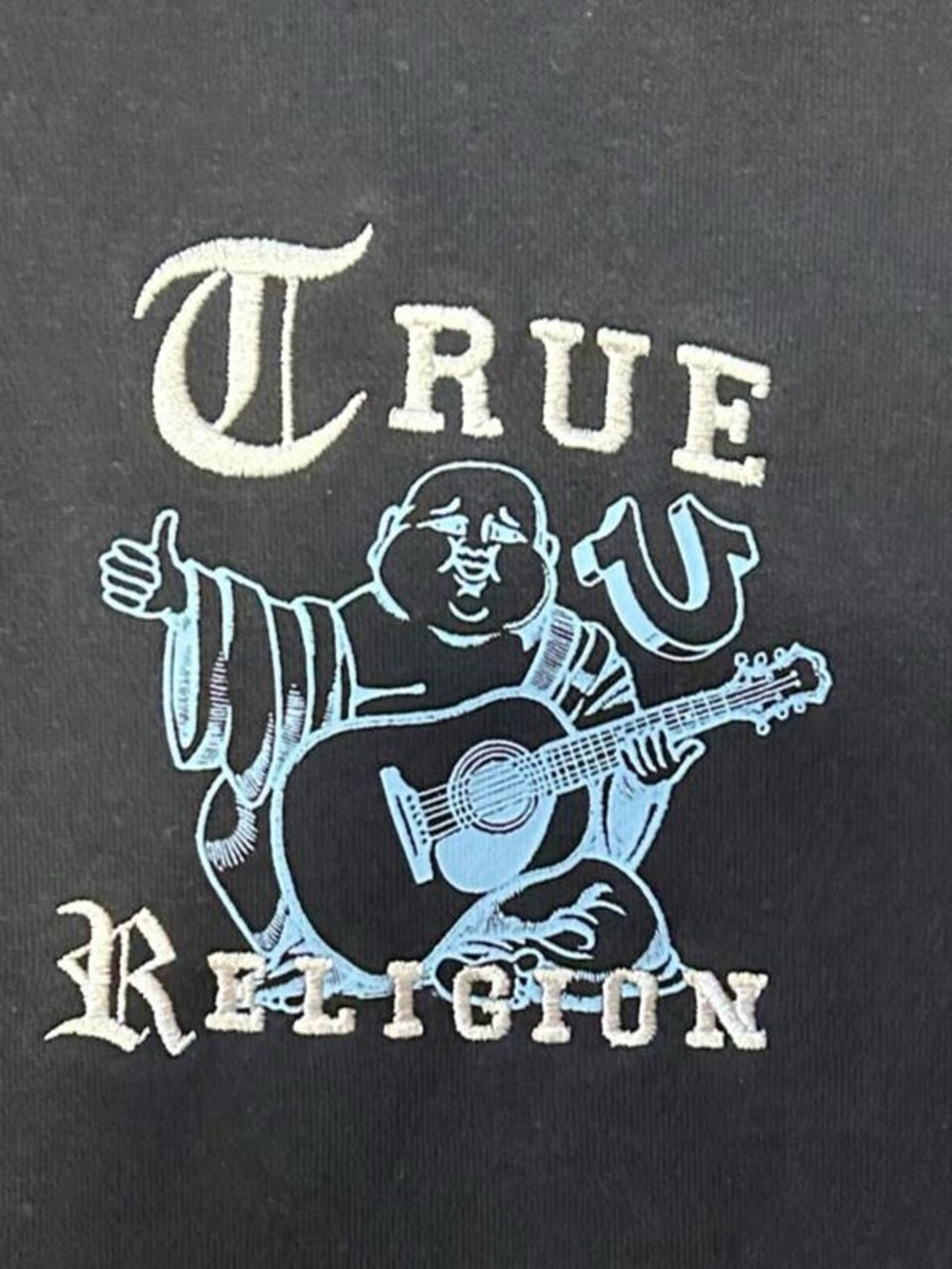 True Religion Men’s Black Graphic Hoodie - Buddha Guitar Logo - Picture 3 of 7